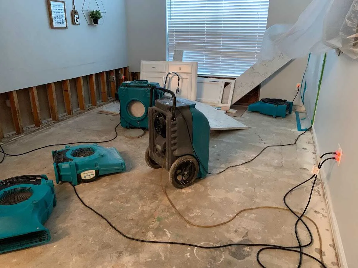 Dehumidifier in flood-cut room for Water Damage Restoration in Star